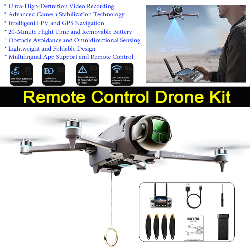 Camera Gimbal Stabilizer 3 Axis Dslr - A26 Pro GPS Drone with 4.5-inch