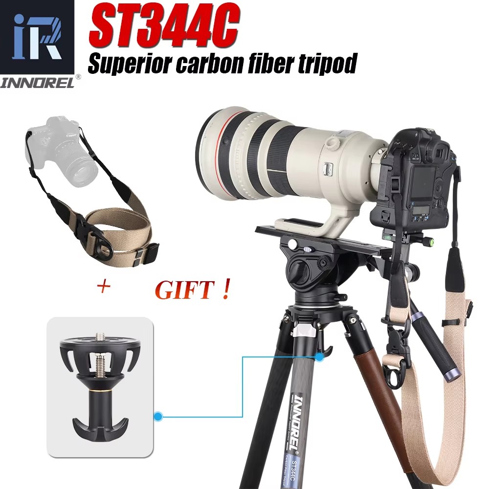 Video Tripod Fluid Head 75Mm - ST344C Professional Heavy Duty Carbon Fiber