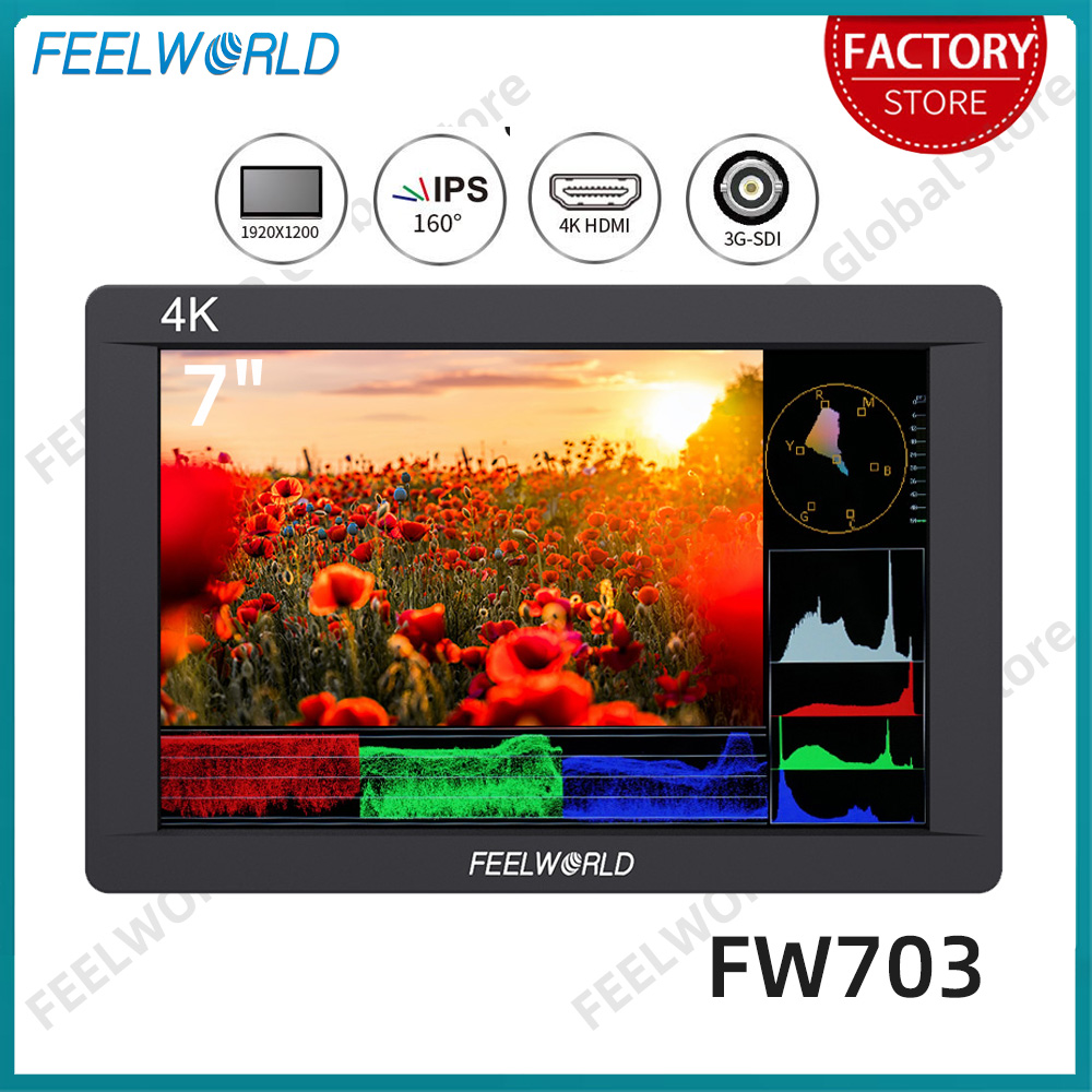 Camera Monitor 7 Inch Hdmi 4K - FEELWORLD FW703 7 Inch IPS 3G